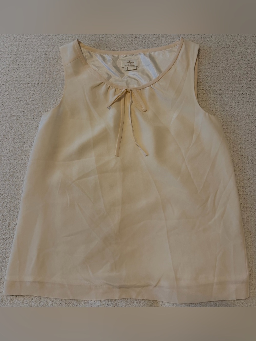 Kate Spade NY Cream Silk Lillian Bow Accent Sleeveless Blouse Top - Size 10